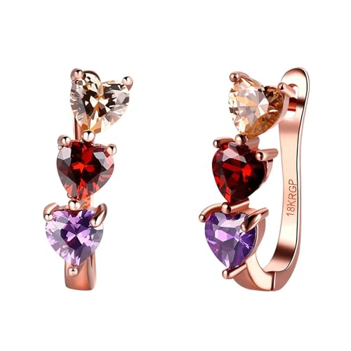 Boucles d'oreilles cœur colorées en or rose pour un style quotidien