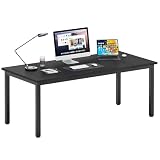 DlandHome 70.8 x 31.5 inch Large Computer Desk, Black, Metal Frame