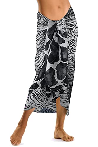 Señoras Niñas Animal Print Pareo Falda Playa Cubrir Chal Envoltura