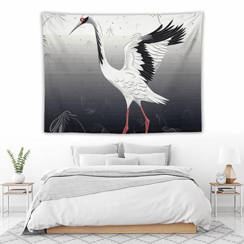 Tapisserie murale legere grue japonaise WSOIHFEC lavable et douce pour habillage esthetique - 5