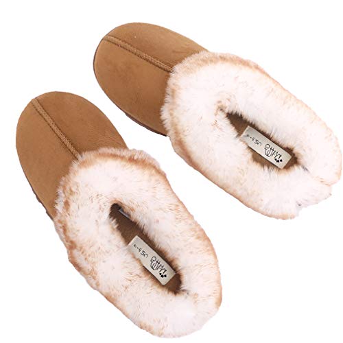 Millffy femmes en fausse fourrure Clog Comfy de Furry douce mémoire intérieure en mousse Moccasin Slippers (3-4 UK, La châtaigne) Cover