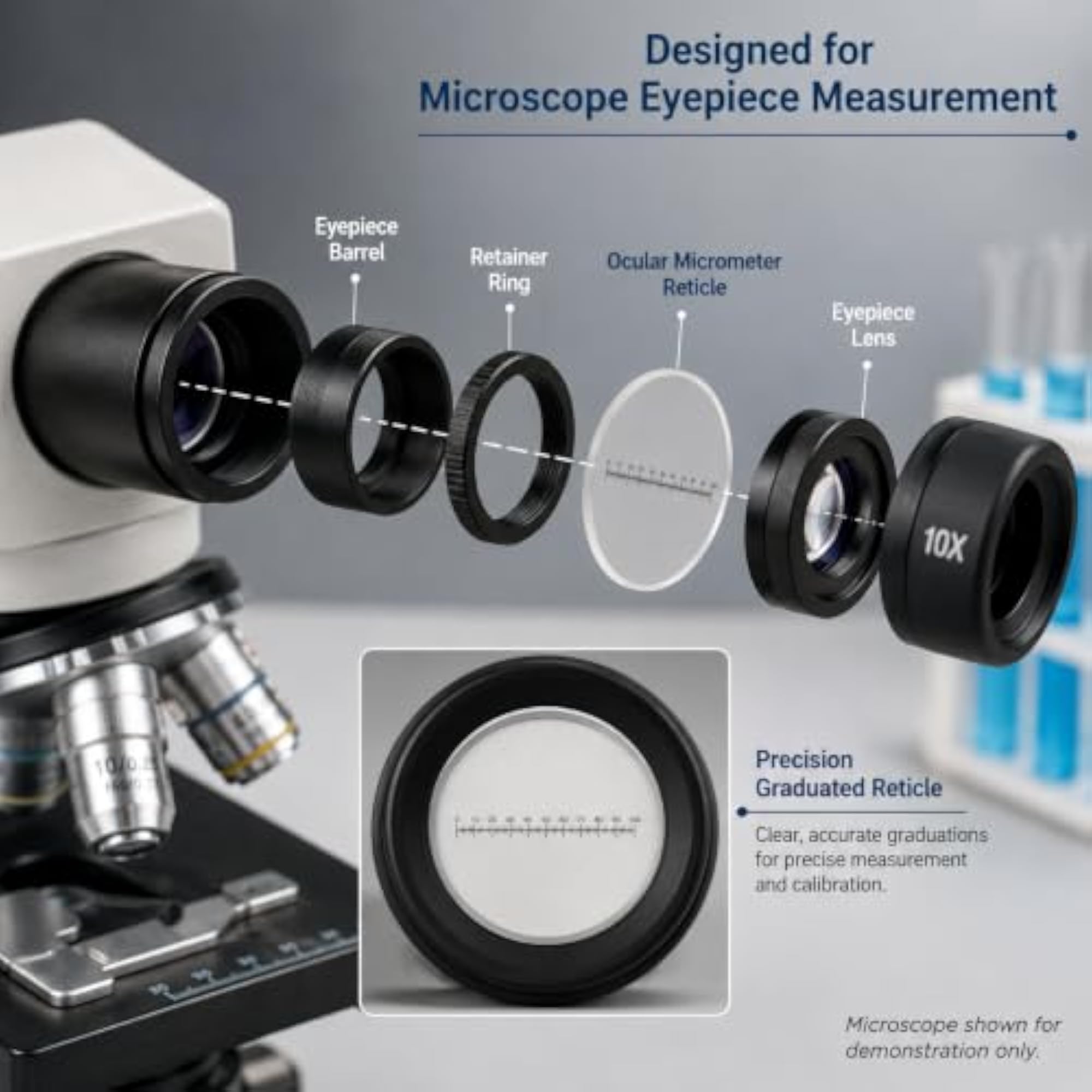 Ocular Micrometer Reticle for Microscope Eyepiece