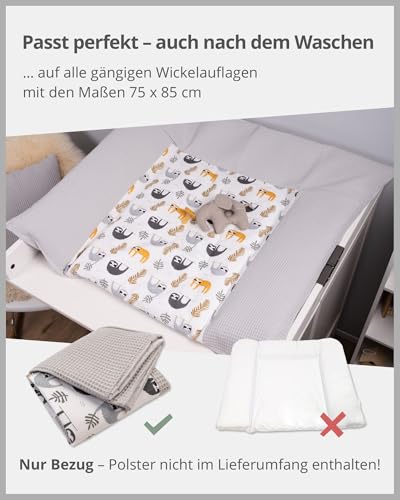 Ullenboom ® Rivestimento Per Fasciatoio 75X85 Cm Bradipo Grigio (Made In Eu) - Coprifasciatoio In Cotone Naturale, Coperta Per Il Fasciatoio, Motivo: Stelle, Pois - 6