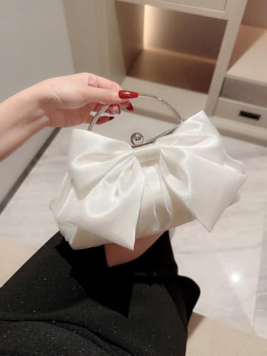 Image of Verdusa Women's Bowknot Evening Bag Ruched Clutch Purse Party Handbag with Chain Strap