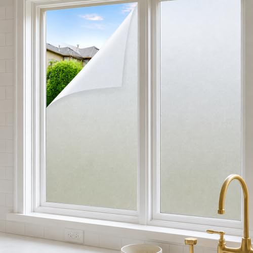 Image of CVANU Frosted Glass Covering Privacy Window Film, Self Adhesive Waterproof Vinyl Sticker for Glass Doors, Windows, Bathroom & Office Use (12 x 100 Inch)
