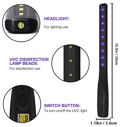 VANELC UVC Light Sanitizer Wand, Portable UV Light Sanitizer, Foldable Handheld Ultraviolet