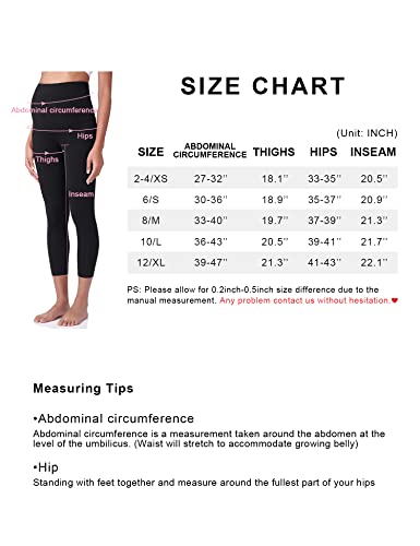 Poshdivah Women's Maternity Capri Leggings Over The Belly Pregnancy Workout Active Stretchy Pants With Pockets Black X-Large #TOP5