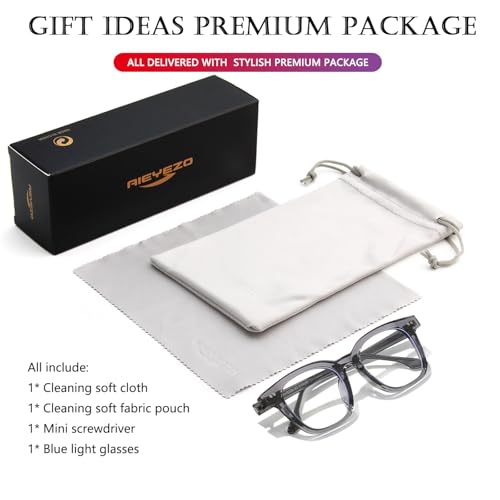 Image of AIEYEZO Fashion Blue Light Glasses for Women Men Retro Anti-Blue Light Eyeglasses TR90 Square Frame Computer Glasses