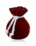 Schmuckbox für Ringe TEMPELWELT Schmuck Geschenkbox Ringbox Schmuckschachtel Goldsack, Samt überzogen Bordeaux rot, Säckchen Beutel Ringetui Schmucketui