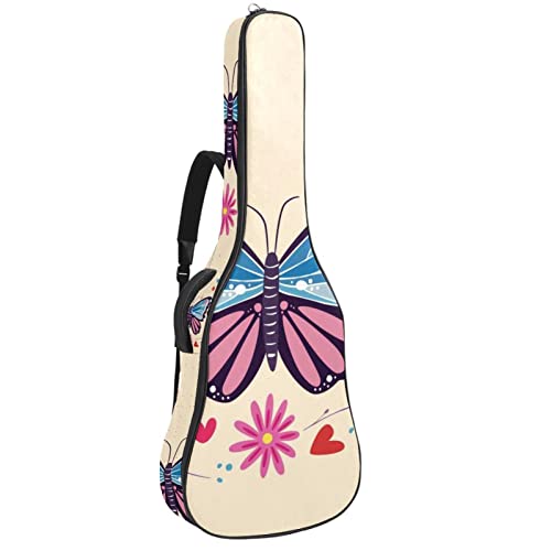 ギターケース 41インチギターバッグ ギターアクセサリー 厚防水 楽器収納 ソフトケース 単品 ギタリスト収納用 - 美しい蝶の模様