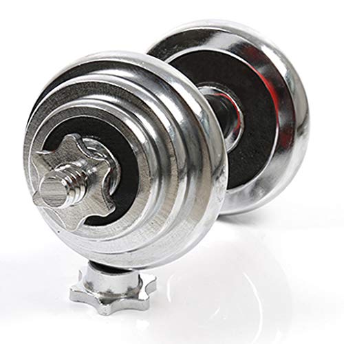 1 Pair 66LBS Adjustable Dumbbell Weight, Exercise Fitness Barbell Set, Heavy Dumbbells Weights, Free Weights 2-in-1 Set, All-Purpose, Home, Gym, Office (Silver, 66LBS)