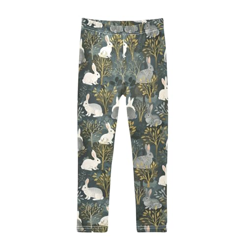 Cute Rabbit Tree Girls Leggings Athletic Pants Tights Stretch Bottom