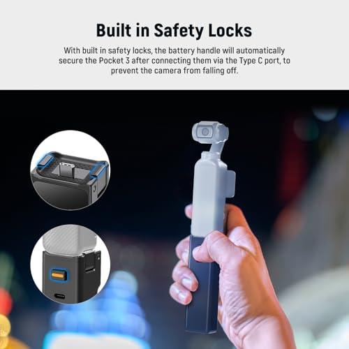 Image of NEEWER Battery Handle Compatible with DJI Osmo Pocket 3 & Creator Combo Tripod Accessories, 5000mAh Type C 22.5W Max Portable Charging Power Pack, 1 /4 inch Thread for Selfie Stick Video Recording, PH01