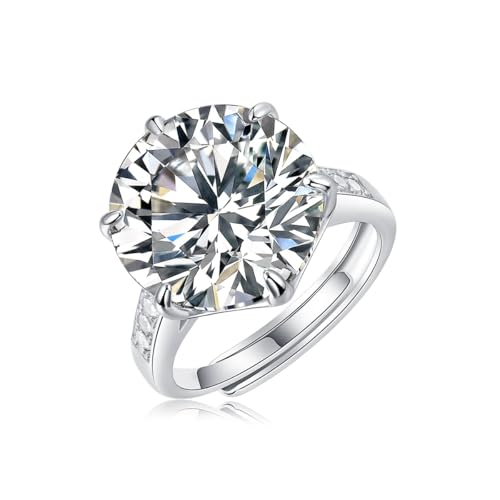 Moissanite Round Radiant Engagement Ring | Lab Grown 10 Carat Diamond & Platinum Plated 925 Silver Ring | Diamond Wedding Band | Engagement Rings For Women | Statement Rings For Women