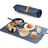 Food Warming Mat, Full Surface Heating Silicone Electric Warming Tray with 3 Level Temperature Settings, Auto Shut-Off, Foldable Roll Up Food Warmer for Parties Buffets, Gatherings
