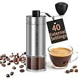 CIRCLE JOY Mini Manual Coffee Grinder with 40 External Adjustable Settings and Ceramic Conical Burr, Portable Stainless Steel Hand Coffee Grinder for Home and Travel