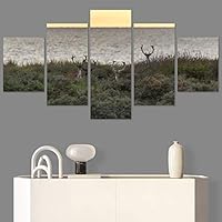 SIGNWIN 5 Panel Canvas Wall Art Animals Deer Modern Artwork for Home Decorations Ready to Hang - 60