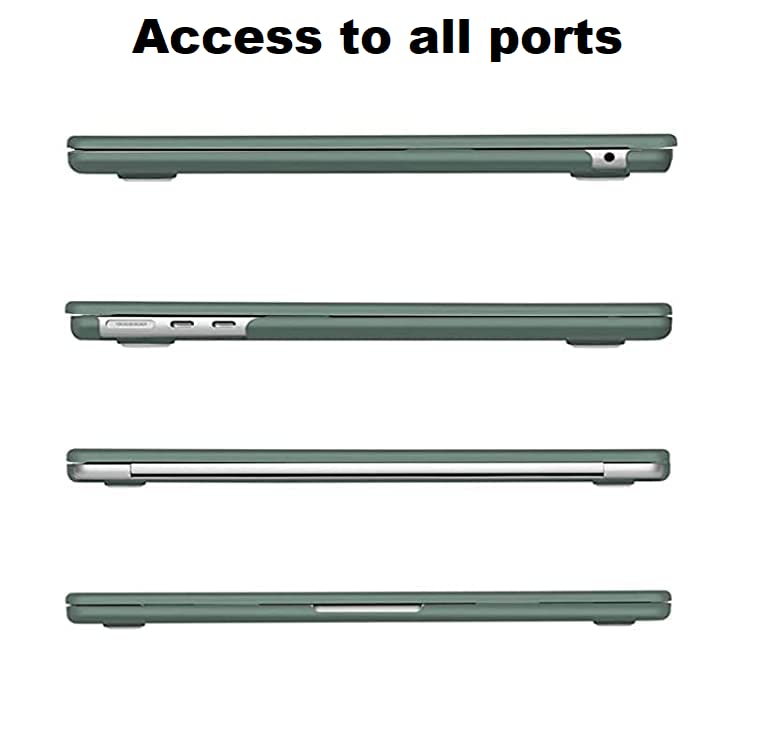 Image of Midkart Case Compatible with MacBook Air 13.6 inch M5 M4 M3 M2 Release 2026-2022 A3449 A3240 A3113 A2681 Touch ID Hard Shell Cover Keyguard Dust Plugs for MacBook Air 13 inch Case, Midnight Green