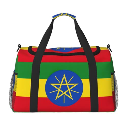 Flag Of Ethiopia Print Duffle Bag, Personal Item Travel Bag For Airlines, Weekender Bags For Women, Sports Tote Bag
