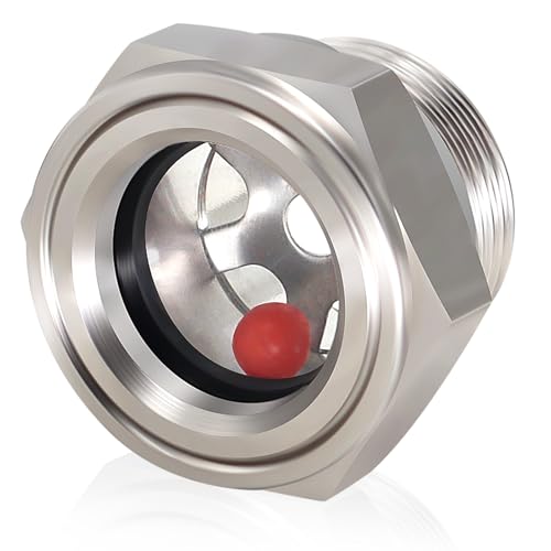 1/2'' NPT Male 304 Stainless Steel Oil Sight Glass Hex Head Sight Plug Liquid Level Gauge Oil Indicator Sight Window for Air Compressor Gearbox Fittings Hydraulic Tank