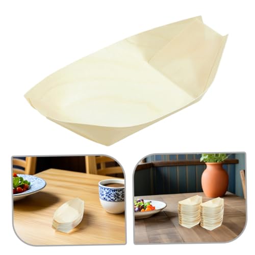 Platos desechables de sushi en forma de barco de madera, 200 pcs miniatura 3