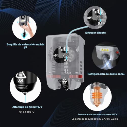 Miniatura 2 de Flashforge Boquilla Adventurer 5m Pro, Boquilla De Alto Flujo De 32 Mm S Para Una Impresión Estable De Alta Velocidad, Adventurer 5m Hotend, Boquilla 3s Desmontable Rápido Conjunto Completo Del