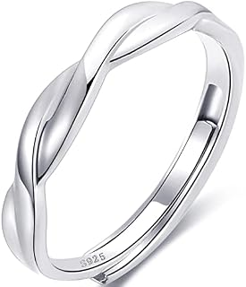 PRETOLE Silver Rings for Women, S925 Sterling Silver Ring with Cubic Zirconia Thumb Rings Adjustable Promise Ring Wedding Rings for Women Silver Rings, with Jewellery Box