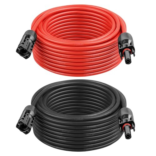 Câble d'extension pour panneau solaire 12 AWG 15,2 m MOOKEERF avec connecteur photovoltaïque
