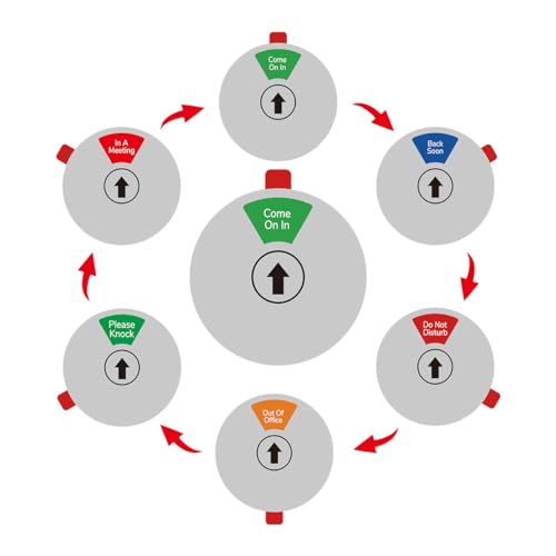 Beiyier 2 Pack 6 Option Office Privacy Sign, Round Rotating Hanger Business Door Signs - Clear Display Out Of Office, Back Soon, Do Not Disturb, Please Knock, Come On In, In A Meeting Status for Professional Work Environment (Silver, 6 Inch )