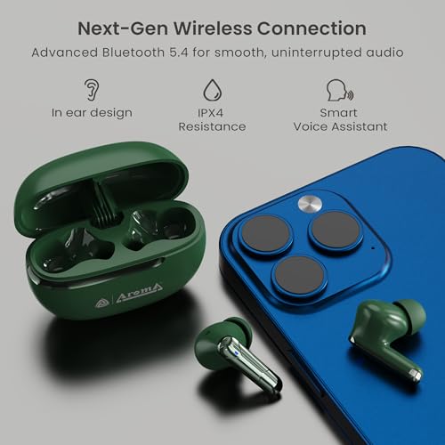 Image of AROMA TWS7 Star V5.4 Upto 60Hr Playtime*, ENC, Dual Paring, Fast Charging, Heavy Bass Bluetooth