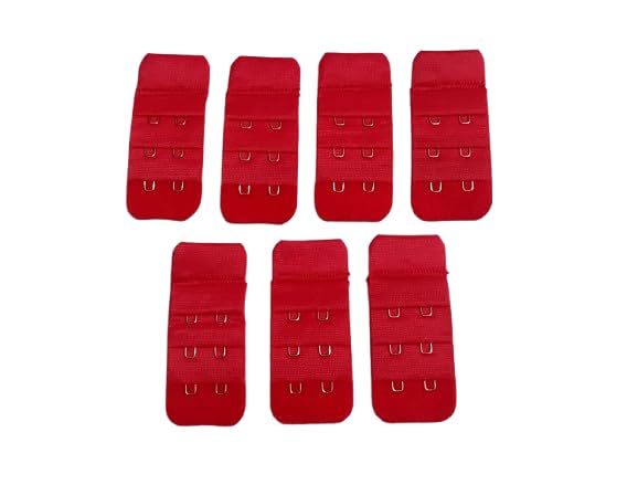 Hook & Eye Bra Extenders, Red, 2-Hook, 3-Eye, Multiple Size Adjustability, Pack of 7-image-41