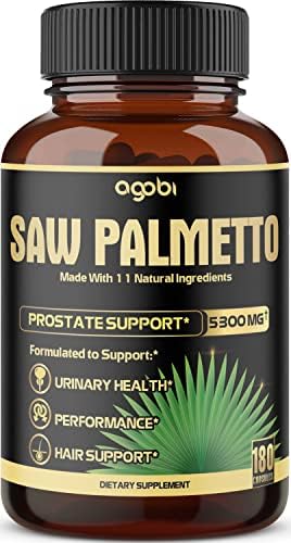 11in1 Saw Palmetto Capsules - Equivalent 5300mg with Ashwagandha, Turmeric, Tribulus, Maca, Green Tea, Ginger, Holy Basil & More - Healthy Prostate & Hair Support - 180 Count 6-Month Supply