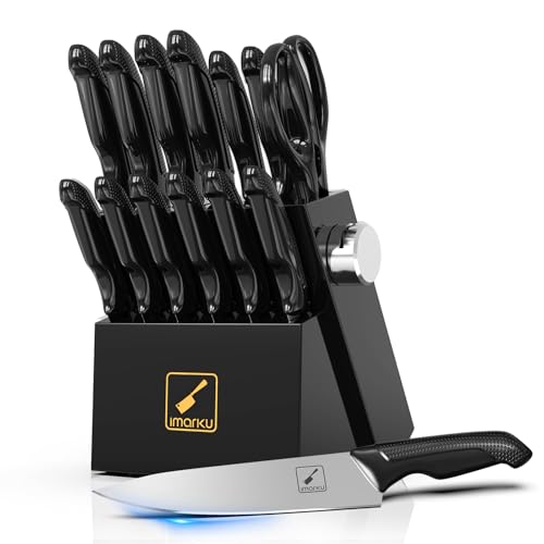 Knife Sets, imarku Kitchen Knife Block Set, 14 Pcs High Carbon Stainless Steel Knife Set,...