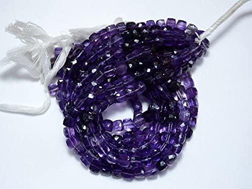 LKBEADS Koraliki z ametystu, zacienione koraliki fasetowane z ametystu, kamień szlachetny do biżuterii, koraliki o szlifie 7,5 mm, 30 cm pełny sznur