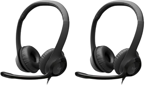 Logitech H390 Casque Filaire pour PC/Ordinateur Portable, Casque Stéréo avec Microphone Antibruit, USB-A, Commandes en Ligne, Compatible avec Chromebook - Noir (Lot de 2) Logitech H390 Casque Filaire pour PC/Ordinateur Portable, Casque Stéréo avec Microphone Antibruit, USB-A, Commandes en Ligne, Compatible avec Chromebook - Noir (Lot de 2)