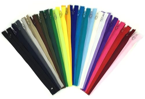 Image of DOITEM 25cm /10 Inch Multicolor Nylon Coil Zippers for Sewing and Crafts 24 Colors