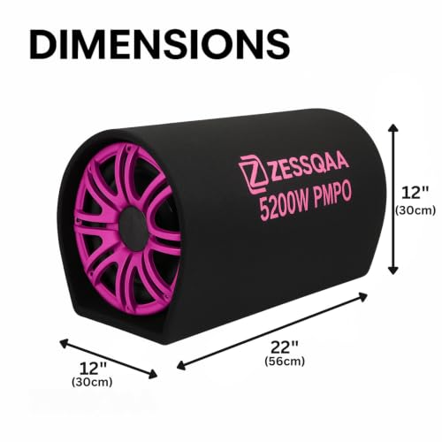 Image of 10 Inch D-Shaped Car Bass Tube | Built-in Amplifier | Dual Voice Coil | Plug & Play | Pink