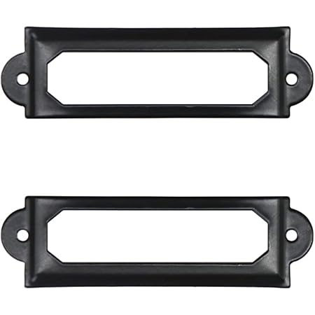 Adiyer 40pcs Black Metal Label Holders Office Library File Drawer Cabinet Card Tag Label Holder Metal Frame 60mm x 17mm