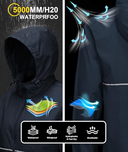 ZITY Men's Waterproof Jacket Outdoor Windbreaker Rain Jackets Lightweight Packable Rain Coat Fast Dry Raincoat for Hiking Cycling - Image 4