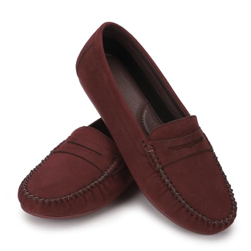 YOHO Bliss Comfortable Slip On Formal Loafer for Women | Stylish Fashion Moccasins Range | Cushioned Footbed Finish | Flexible | Style & All-Purpose | Formal Office Wear Shoe Wine Deal
