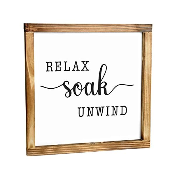 Relax soak unwind sign 12×12 inchsoak wash relax sign decor relax sign wall decor relax soak unwind wall art bathroom bathroom decor wall art relax wood sign bathtub relax sign  urban country home decor