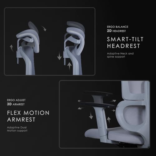 Image of Varaha Beast BIS Certified Ergonomic Office High Back Chair | 5 Year Warranty | Adjustable 2D Headrest, 3D PU Armrest, Seat Sliding Mechanism with 3 Multilock Recline| Gaming Desk Chair for Home| Grey
