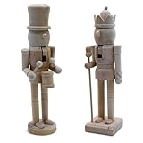 Spetebo Nussknacker Figur 26 cm aus Holz zum Selbstgestalten - 2er Set - Weihnachts Dekofigur zum Bemalen - Weihnachtsfigur Adventsfigur Holzfigur Holzsoldat DIY Tisch Deko Austeller