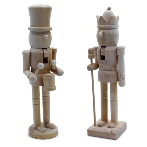 Spetebo Nussknacker Figur 26 cm aus Holz zum Selbstgestalten - 2er Set...