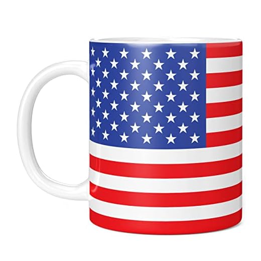 Mug Monster - Drapeau des États-Unis d'Amérique, étoiles et rayures américaines – Tasse à café en céramique, cadeau pour homme ou femme, extra large et grande tasse disponible, tasse blanche de 325 ml