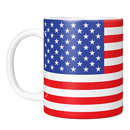 Mug Monster - Drapeau des États-Unis d'Amérique, étoiles et rayures américaines – Tasse à café en céramique, cadeau pour homme ou femme, tasse extra large et géante disponible, gobelet blanc de 325 ml
