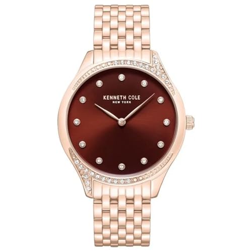 KENNETH COLE Quartz Analog with Maroon Dial Rose Gold Stainless Steel Strap Watch for Women – KCWLG0068203LD
