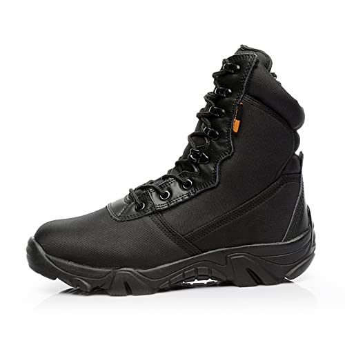 Tebapi Men Military Tactical Boots Backpacking Outdoor Hiking Camping Climbing Trekking Camouflage Ankle Boot Army Shoes Combat Waterproof Side Zipper Black 11 #TOP6