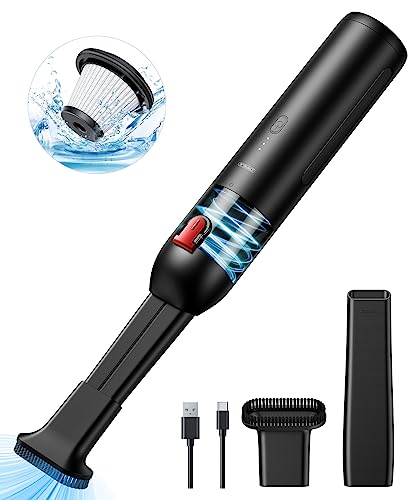 CAFELE [Upgraded Mini Car Vacuum Cordless for Easy & Quick Cleaning with 2 Speed, 6KPa Portable Vacuum Cleaner for Car Home Office, 7500mAH Rechargeable Battery Small Handheld Vacuum with Handy Grip