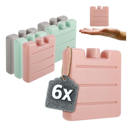 com-four® 6X Petits Packs de Glace Plats - Peu encombrants et idéaux pour Les glacières et Les Sacs isothermes - Petits Packs de Glace Pratiques et colorés...